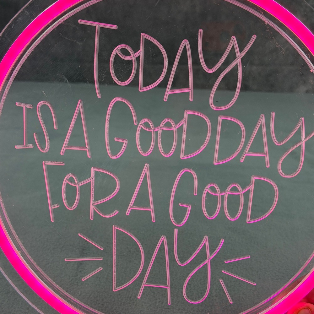 Today Is A Good Day For A Good Day Pink LED Neon Sign Circular Wall Decor 11.5" - Picture 4 of 4